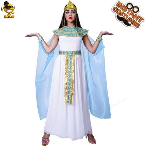 Adult Dress Up Egyptian Suit Queen Cleopatra Costumes Halloween Women Cosplay Goddess Lady Dress