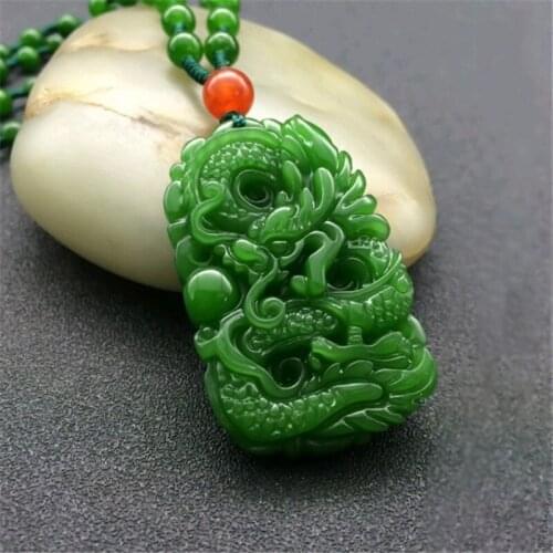 Natural Green Jade Pendant Hand Carved Jadeite Pendants Fashion Necklace for Women Charm Jewelry with Chain
