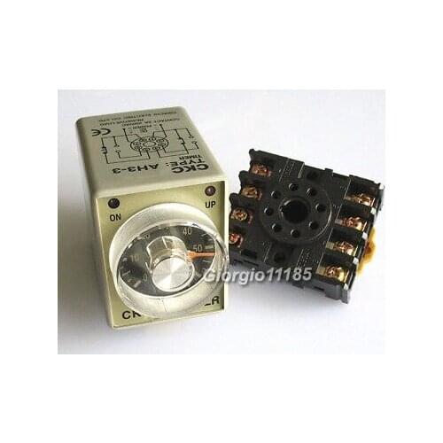 DC 12V Delay Timer Time Relay 0~60 Minute AH3-3 & Base