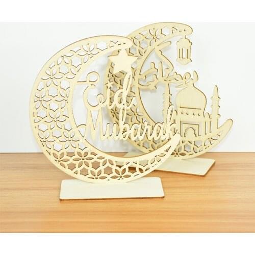 Ramadan Decoration For Home Eid Mubarak Wooden Ornament DIY Moon Mosque EID Kareem Islamic Gifts Supplies Al Adha Decorations
