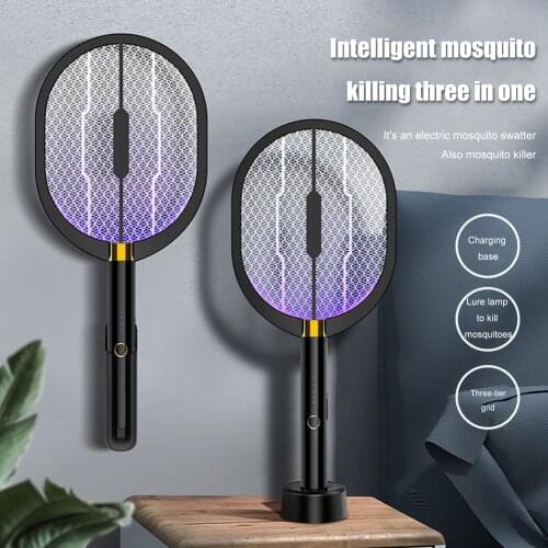 Intelligent Household 3in1 Mosquito Killer Lamp Electric Shock Mosquito Swatter USB Rechargeable Bug Zapper Office Mosquito Trap