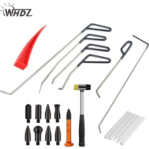 WHDZ 18pcs Hooks Hand Tool Set White Nylon Tap Down Pen Hammer Knock down Car Dent Auto body Dent Repair Paintless Dent Removal