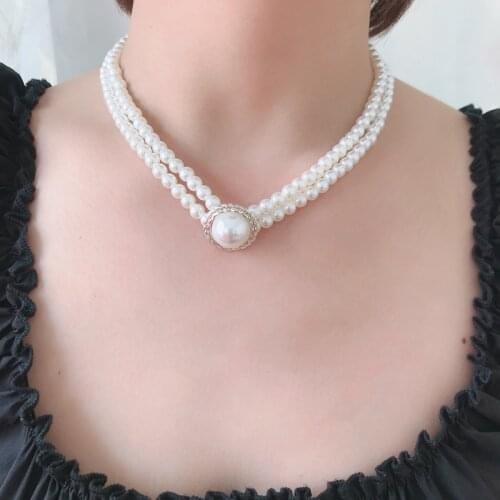Korean Styles Pearl Necklace Decoration on the Neck Fashion Bead Female Mujer