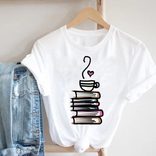 Women Coffee Cute Cartoon Trend Girl 90s Spring Summer Clothing Fashion Clothes Print Tee Top Tshirt Female Graphic T-shirt