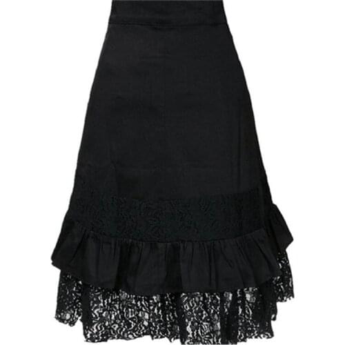Women Autumn European American Style Lace Edge Skirts Punk Hip Hop Casual Loose Streetwear Dress 2021