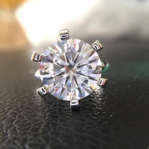 10 Carat Rouund Brilliant DF Color Moissanite Ring Solid 14K White Gold 6 Prong Setting Solitaire Engagement Ring For Women