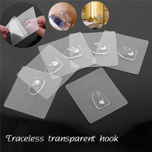 1/6/10PCS Anti-skid Hooks Strong Transparent Suction Cup Sucker Wall Hooks Traceless Self Adhesive Nail Type Home Kitchen Hooks