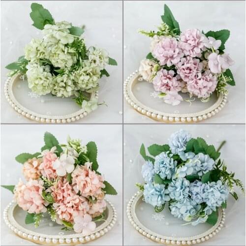 1 bunch of 10 artificial flowers high quality luxury bouquet wedding decoration home table decoration sky blue artificial flower