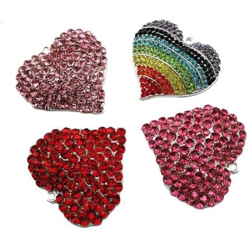 10pcs/lot Fashion Jewelry Rhinestone Heart Shape Pendant For Necklace