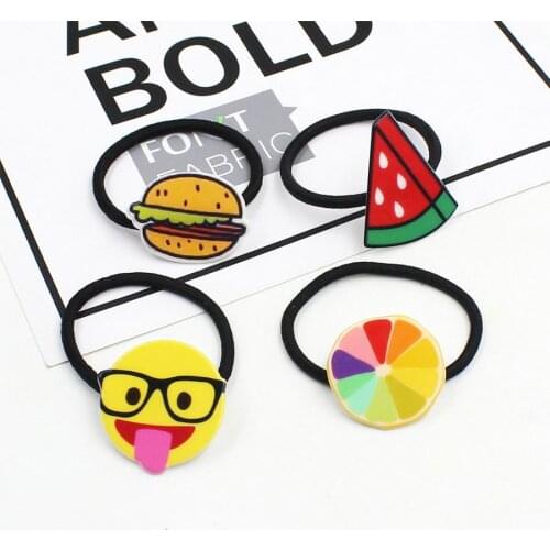 1000pcs Girls Women Cartoon Character Animal Fruit Hair Accessories Candy Rubber Bands Gum Headwear