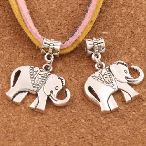 18pcs Zinc Alloy Elephant Alloy Metal Big Hole Beads 25x31mm Dangle Fit European Charm Bracelets B1396