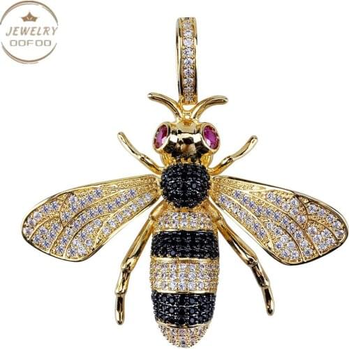 2021 Global Explosive Little Bee Pendant Gothic Pendant Micro-inlaid Colored Zircon Hiphop Necklace Jewelry Accessories