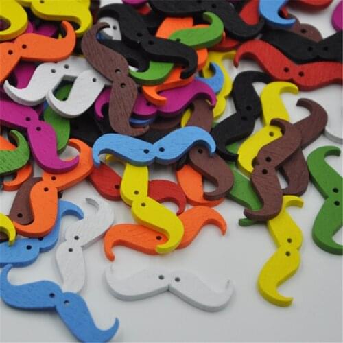 25/50/100 pcs Mix Color Cute Mustache Wood Buttons Sewing Mix Lots WB302