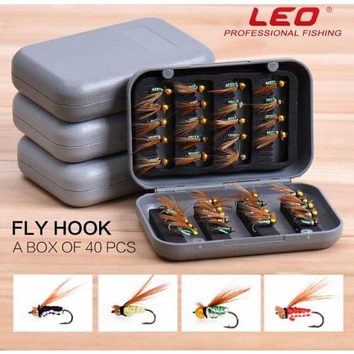 40pcs/box Leo Bionic Fly Fishing Hooks 26449 Inset Fish Hook Fishing Acccessories Pesca Artificial Bait Handcrafts Sharp Hook