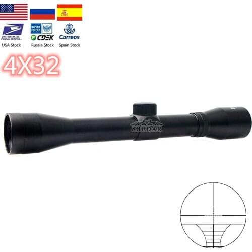4X32 Riflescope One Tube Glass Double Crosshair Reticle Optical Sight Tactical Rifle Scope