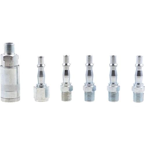 6 Pieces Air Compressor Line Hose Fittings Quick Release Connector 1/4" BSP