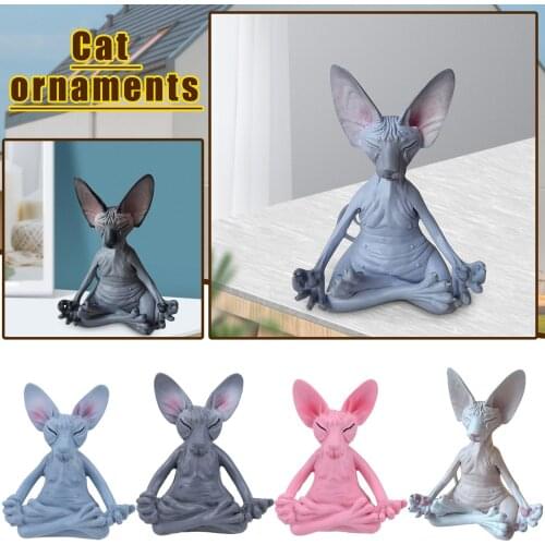 #8cm Cat Meditate Statue Collectible Figurines Miniature Decor Sphynx Desktop Decoration Animal Model Figure Home Decor Sphinx