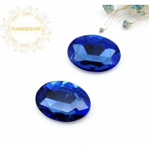 Mobile Accessories Light Sapphire Oval shape Crystal Glass Sewing Rhinestones Pointback DIY Wedding Dress and Bag