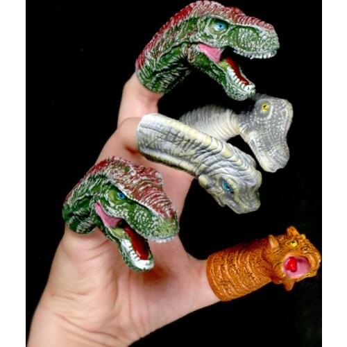 Free Ship New Hot 5PCS Realistic Dinosaur Finger Puppets Set Role Playing games Kids boy girl toy gifts party prizes Goodie bag