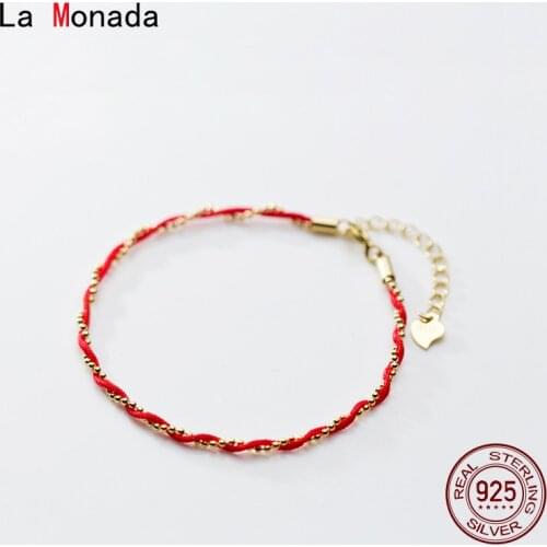 La Monada Red Thread For Hand 925 Sterling Silver Jewelry Bracelets For Women Red Rope Thread Silver Bracelet 925 Women Gold