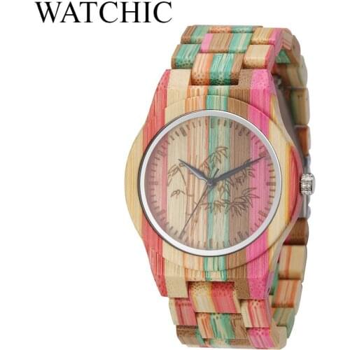 Minimal Real bamboo naturalist Pride Rainbow Top Wood Watches Dropshipping Brand Women Mens Wooden Watch Relogios hombres