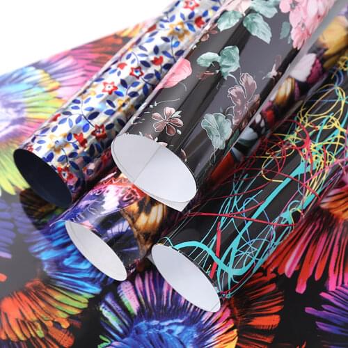 Flower Heat Transfer Vinyl Film 3D Pattern Heat Transfer Vinyl Iron on TPU Heat Transfer Vinyl for DIY T-Shirts Pillows Textiles