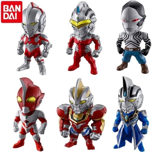 Bandai Genuine Box Gashapon Ultraman CONVERGE HEROS 01 Q Version Ultraman Gaia UltraSeven Action Figure Collection Model Toys