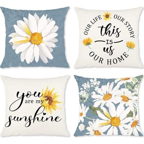 FQYL Summer Pillow Covers Daisy Floral Decorative Throw Pillow Covers for Couch,Spring Summer Pillow Case for Farmhouse Decor