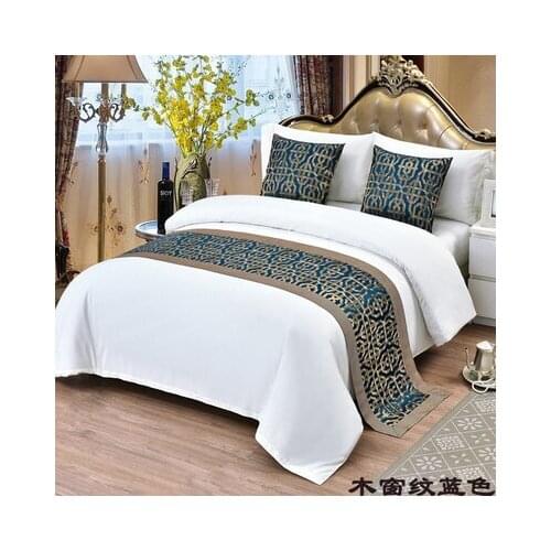 Blue Wood window pattern Bedspreads Nordic countryside style Bed Runner Flag Bedding Towel Pillowcase Home Hotel Decorations