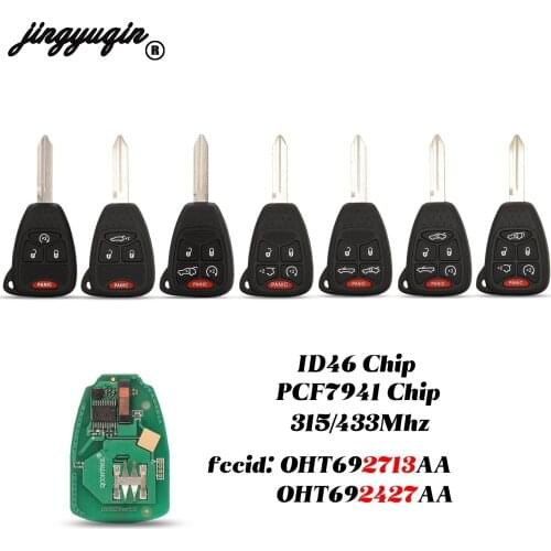 Jingyuqin 4/5/6 Buttons For Jeep Cherokee Commander Grand Liberty Wrangler Fob 315Mhz ID46 PCF7941 Chip Smart Remote Car Key