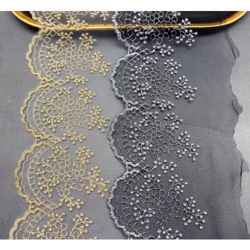 2 Meters Width 10.5cm Wide Gold Silver Lolita Embroidered Lace Applique Trim Ribbon Net Yarn DIY Collar Cuff Dress Accessories