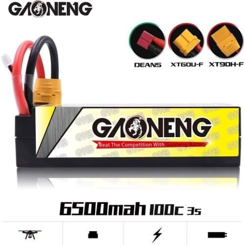 GAONENG GNB 6500mAh 3S1P 11.1V 100C MAX 200C Hardcase LiPo Battery T Connectors XT60 Plug for RC Car four drive off-road RC Boat