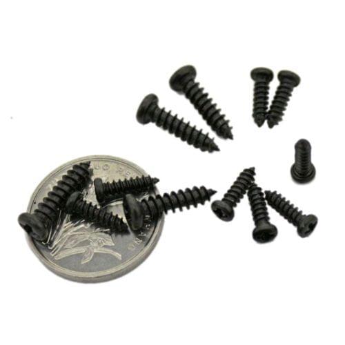 M1 M1.2 M1.4 Phillips Round Pan Head Self-tapping Screw Bolt Screws Bolts Black M1.2x4mm 100Pcs