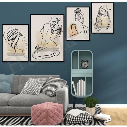 Minimal Line Drawing Woman, Minimalist Body Print, Abstract Figure Wall Art, Hands Line Art, Body Outline Print, Woman Poster