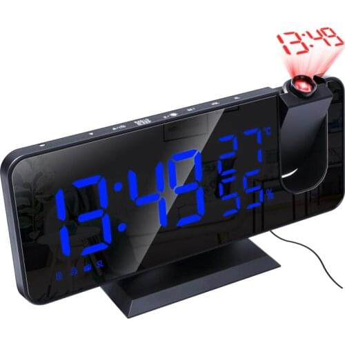 Multifunctional Alarm Clock Led Digital Projection Alarm Clock With Temperature Humidity Mirror Projection Clock Fm Radio Clock