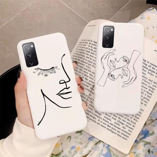 Fashion Abstract Art Lines Sexy Woman Matte White TPU Soft Silicone Phone Case For Samsung S21 S21Ultra S21PLUS cover