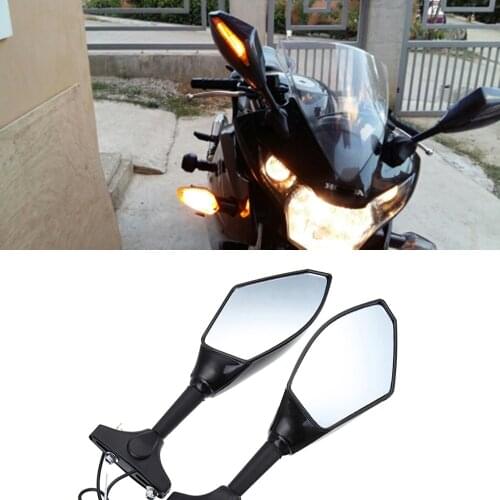Evomosa Motorcycle Rearview Mirrors LED Turn Signals Lights for Hyosung GT125R GT250R GT650R Kawasaki Z750S Ninja 250R 650R