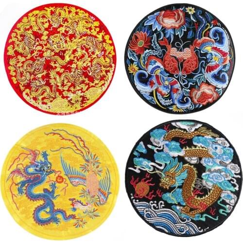 Chinese Style Dragon Embroidered Iron On Patches Accessories New Arrival Popular Clothing Cartoon badges Applique sticker