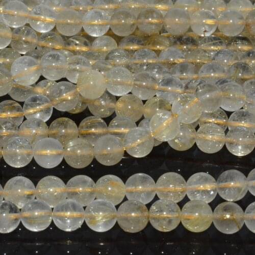 Natural Rutilated Quartz Loose Round Beads 8mm