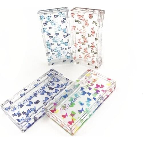 NEW 20/50 pcs butterfly print Acrylic 20mm False Eyelashes Packaging Box Lash Boxes Fake 3D Mink Lashes Case empty custom logo