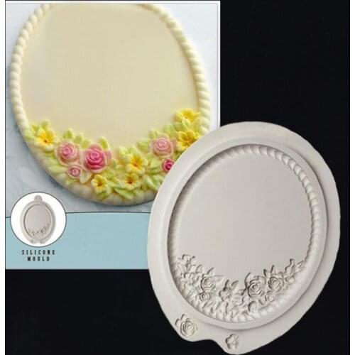 Oval Small Flowers Pattern Cake Decoration Silicone Mold Sugarcraft Chocolate Silicone Baking Tools