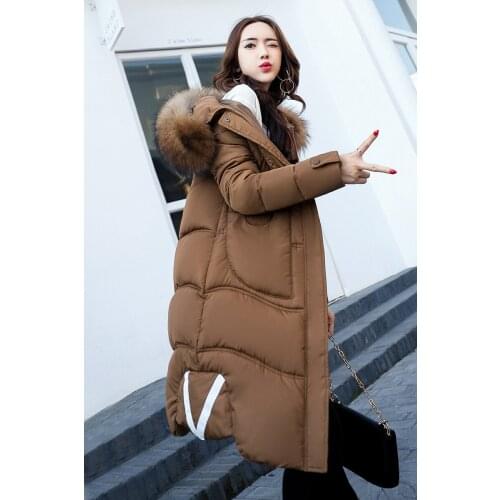 Winter Jackte Women Parkas Thicken Faux Fur Letter Outwear Hooded Long Female Cotton Padded Coats basic tops LX833