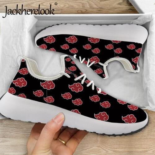 Jackherelook Akatsuki Anime Print Casual Women Knitting Sneakers Breathable Flat Shoes for Ladies Lace Up Footwear Zapatillas