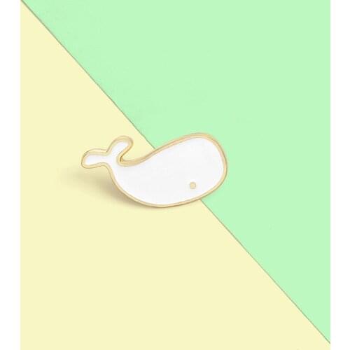 Cartoon Simple White Little Whale Enamel Pins Custom Mini Badge Denim Jeans Lapel Pin Brooches Jewelry Gifts for Kids Wholesale