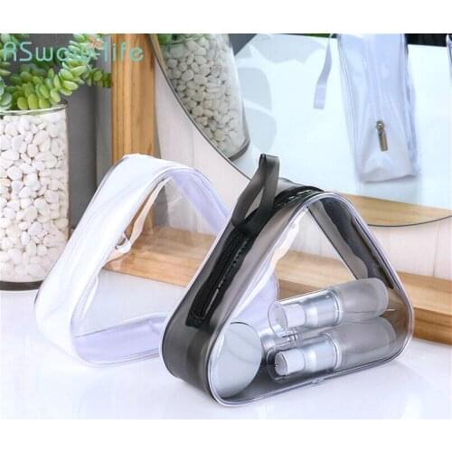 PVC Cosmetic Bag Transparent Waterproof Portable Triangular Receptive Wash Gargle Travel Stuff Multifunctional Finishing Bags