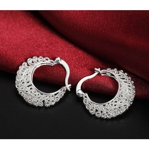 Charm 925 Sterling Silver Earrings for Women luxury Jewelry All-match Trend Hollow Carved Earrings party Christmas Gifts