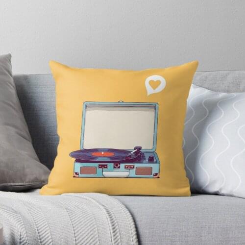 Blue Vinyl Record Player Polyester Decor Pillow Case Home Cushion Cover 45*45cm Throw Pillow