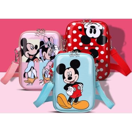Disney Childrens Mobile Phone Bag Cartoon Micini Shoulder Bag Boys and Girls Cute Fashion Messenger Bag
