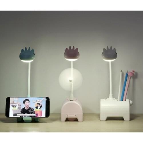 Led Table Lamp With Pen Holder Touch Dimmable Desk Lamp USB Charging Bendable Cute Reading Lamp Childrens Night Light Gift