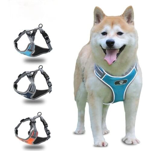 Pet Dog Cat Reflective Breathable Vest-Style Harness Leash Rope Explosion-proof Load Chest Strap Mesh Traction Rope Pet Supplies